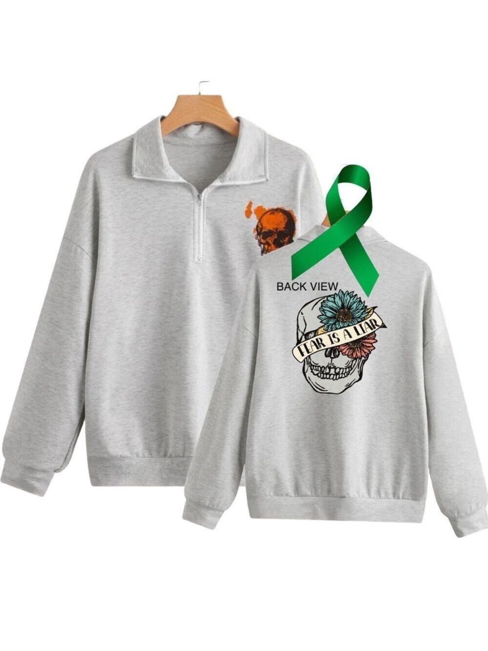 Fear is a Liar Mental Health quarter zip raglan pullover sweatshirt small